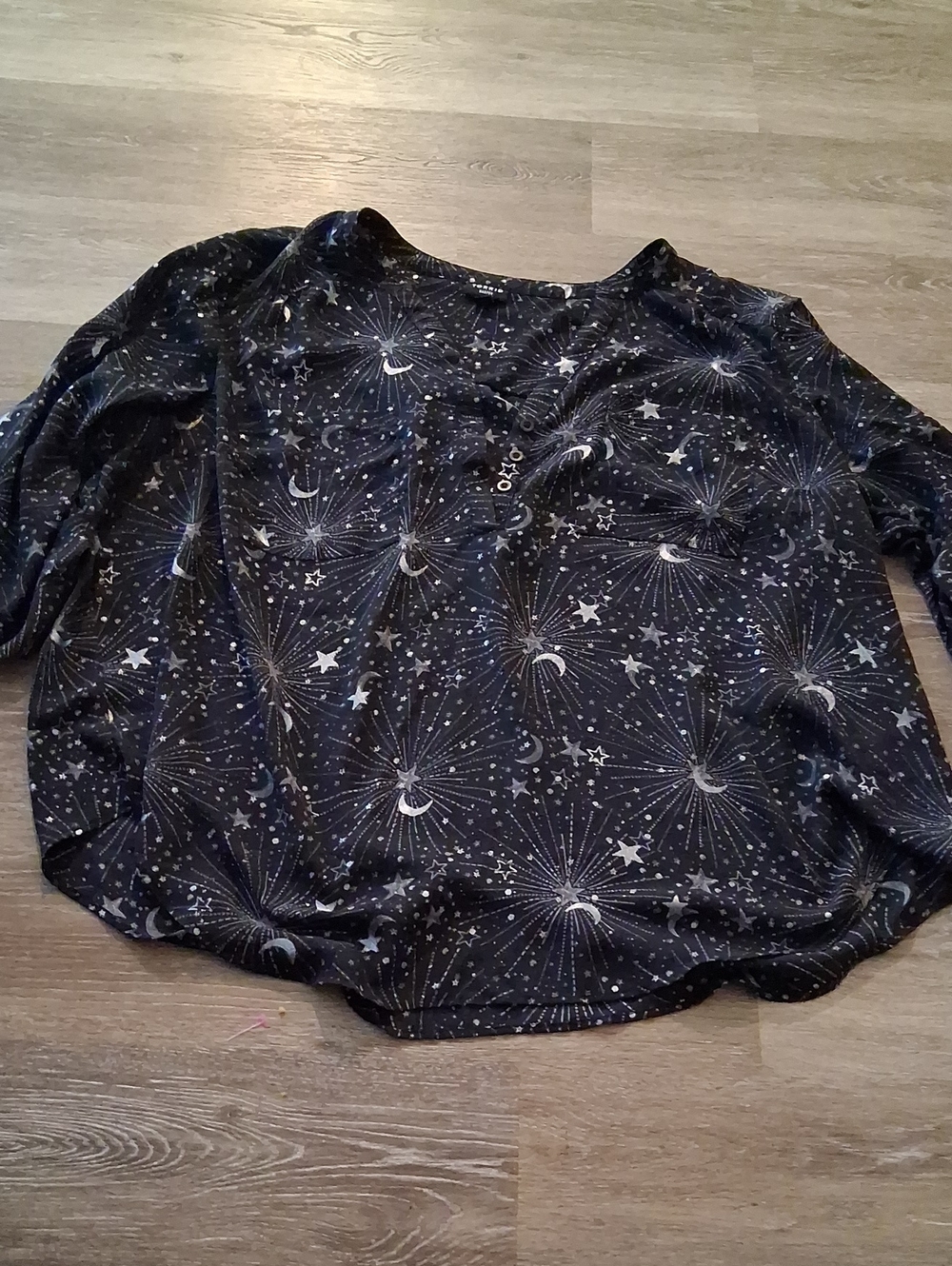torrid Black Celestial Button-Front Long Sleeve Top